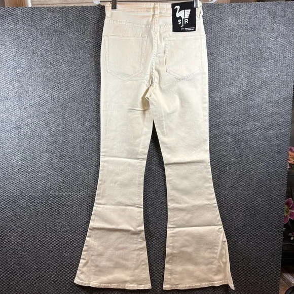 Sandrine Rose SR vs High Rise Flare Jeans 27 ALPES Cream Bell Bottom NWT - Picture 3 of 11